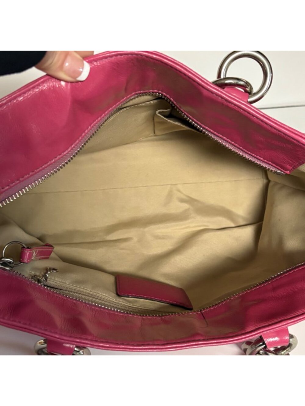 Coach Gallery Tote Pink Patent Leather Shoulder Purse F12869 Large Handbag - Picture 9 of 15
